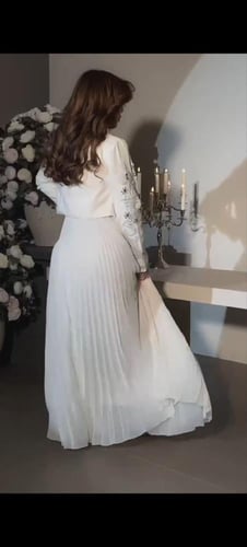 فستان خامه شيفون جورجيت تكسيره