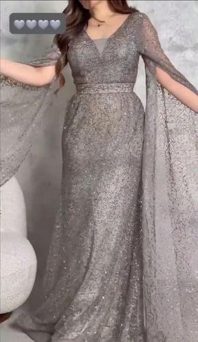 فستان راقيه القماش تل أصلي مطرز كمبيوتر وفصوص راقي...