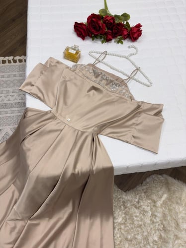 فستان قماش تفته مع قماش سهره راقي