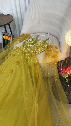 فستان خامه تل+مبطن تفته استرتش