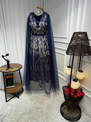 فستان الخامه تل مطرز كمبيوتر تطريز فصوص مبطن تفته...