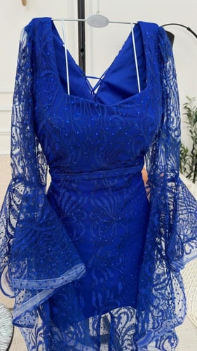 فستان الخامه كريب استرتش تل +تطريز كمبيوتر+فصوص