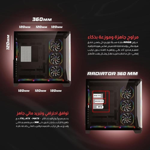 صندوق كمبيوتر ميد تاور بوليفارد مزود بـ بإضاءة RGB