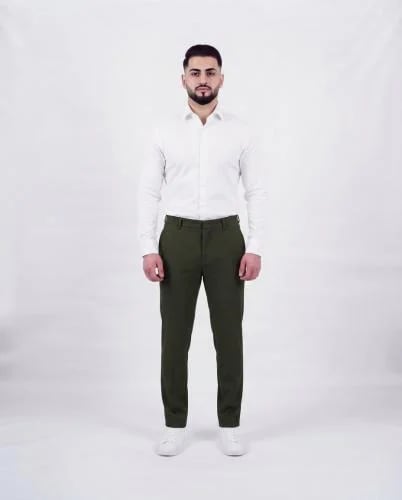 بنطلون رسمي رجالي زيتي داكن