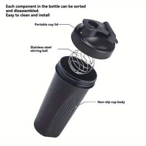 زجاجة خلط البروتين البلاستيكية مع كرة خلط ستيل