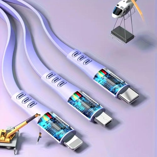 كابل شحن يو اس بي ازرق سماوي. ٣ في ١