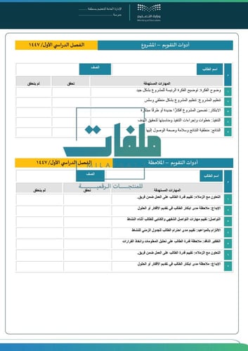 تقارير مجال العلوم والتقنية - المرحلة المتوسطة
