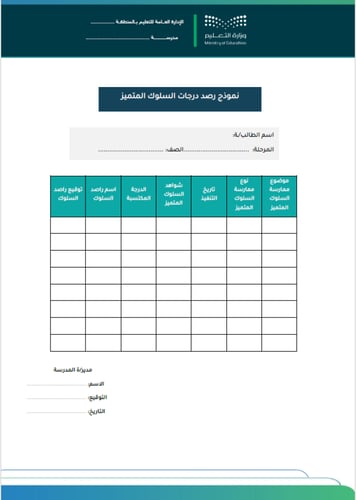 نماذج قواعد السلوك والمواظبة