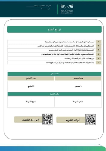 خطة وتقارير وبوربوينت حدائق الفن - ابتدائي- عليا