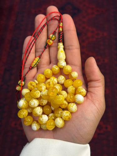 A black agate prayer bead rosary