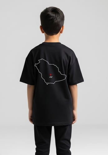 تيشيرت رجالي قطن اوفر سايز اليوم الوطني خريطة