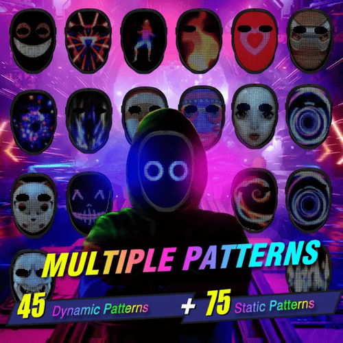 قناع وجة بشاشة ذكية مربوط بتطبيق على الاجهزه الجوا...