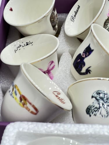 فناجيل مطبوعة قهوة نص درزن / درزن