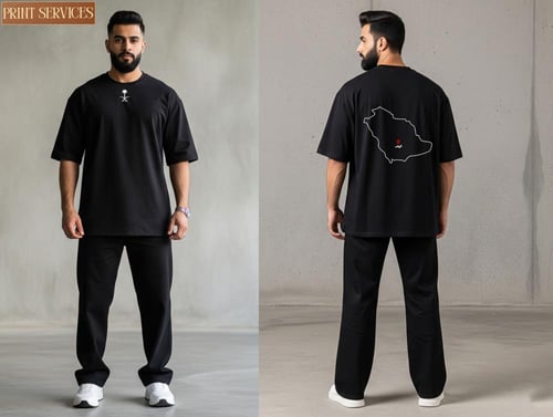 تيشيرت رجالي قطن اوفر سايز اليوم الوطني خريطة