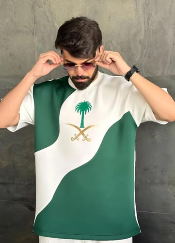 تيشيرت اوفر سايز اليوم الوطني سيفين ونخله