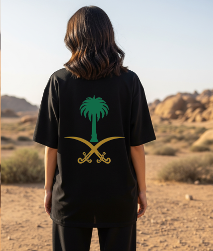 تيشيرت اوفر سايز اليوم الوطني سيفين ونخلة