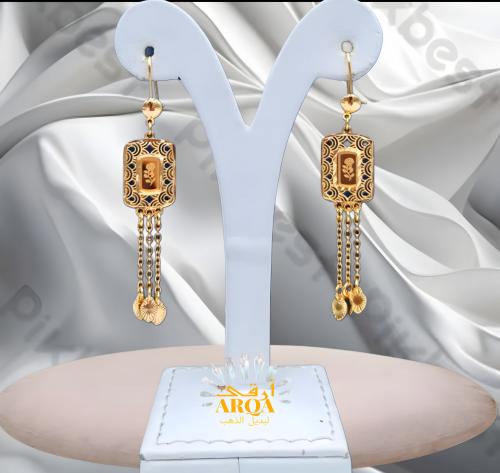 حلق مطلي ذهب تصميم مميز مطابق لذهب عيار 21