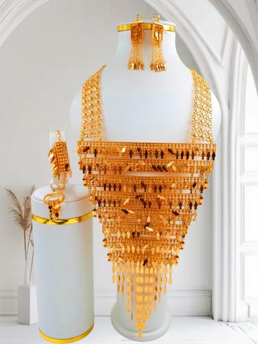 طقم رمش العروس مطلي ذهب مطابق لذهب عيار 21