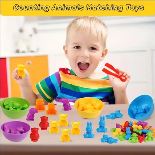 ألعاب العد للأطفال مع أوعية ملونة - اشكال عشوائية