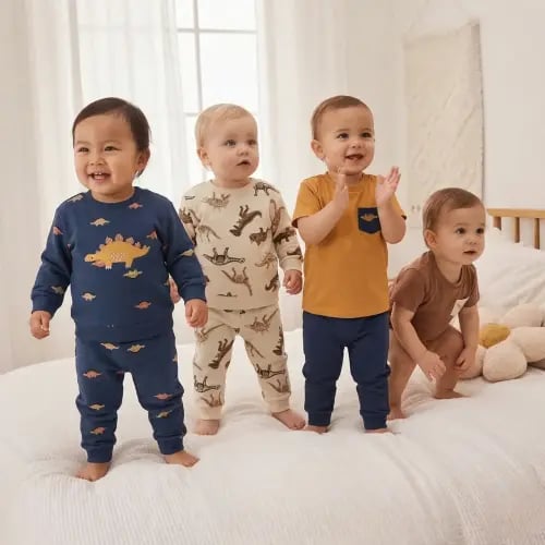 طقم من اربع قطع بنطال مع قطعتين من الجزء العلوي وج...