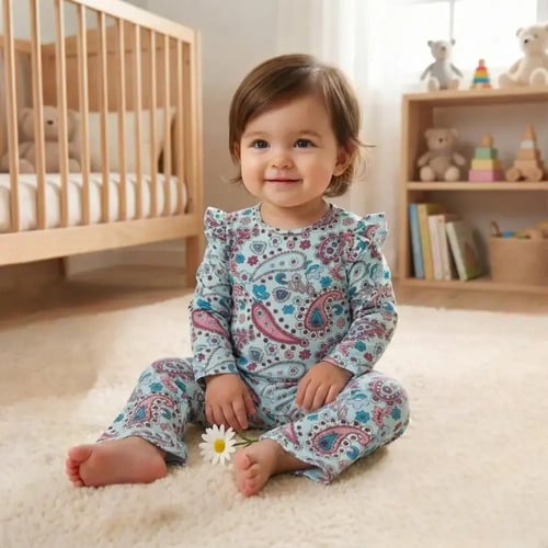 قطعتين ملابس أطفال بناتي قطني مريح