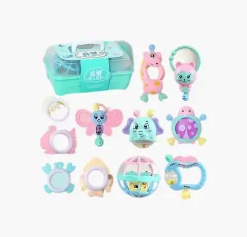 مجموعة ألعاب أطفال 11 قطعة مع صندوق تخزين-الوان عش...