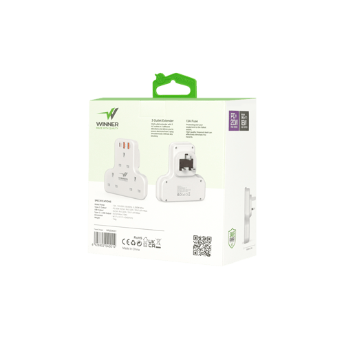 وينر توصيله كهرباء مخرج ثلاثي + شاحن جوال 2 يو اس...