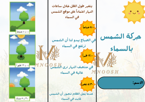 حركة الشمس حوّل السماء ثاني ابتدائي