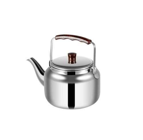 إبريق شاي ستانلس ستيل فاخر 1 لتر بمقبض خشبي أنيق