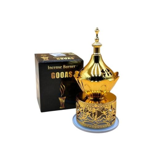مبخرة القبة الذهبية – بتصميم زخرفي مفرغ وغطاء أنيق