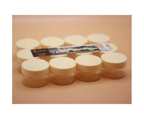 برطمان بلاستيك لحفظ الطعام غطا اصفر 12 حبة 50مل