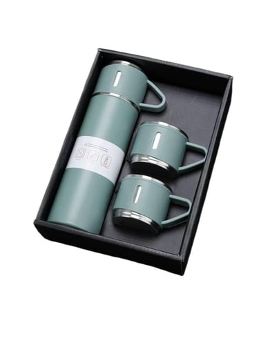 طقم مج حراري فاخر 500 مل مع كوبين - متعدد الألوان