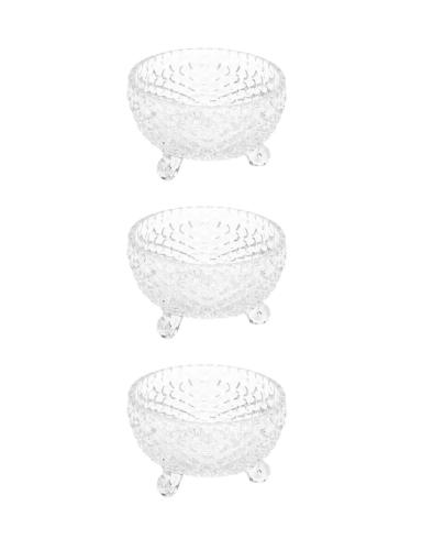 طقم زبديات حلا زجاجي فاخر بلمسة كريستالية - 3 قطع