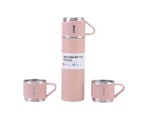 طقم مج حراري فاخر 500 مل مع كوبين - متعدد الألوان