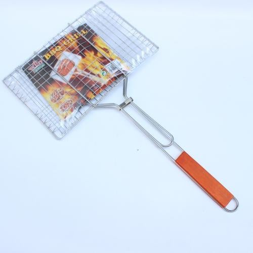 شبك يدوي للشواء مع مقبض خشبي كبير 40*60