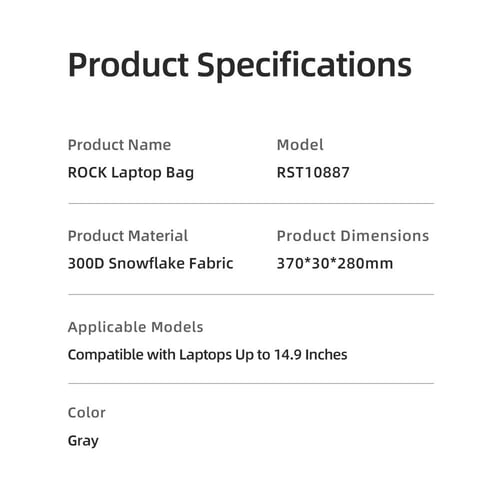حقيبة روك لكمبيوتر المحمول الأنيقة (14.9 بوصة)