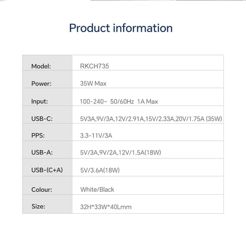 روك - شاحن جداري 35 واط - 1 + 1 مجاناً
