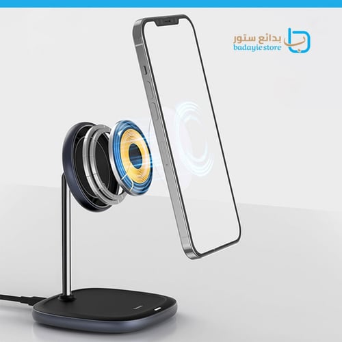 بيسوس - قاعدة مغناطيسية وشاحن لاسلكي للايفون 12 وم...