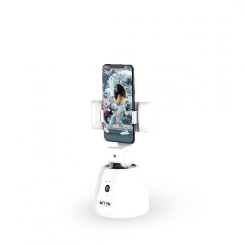 MTEK - حامل تتبع ذكي للجوال بدوران 360 درجه - أبيض