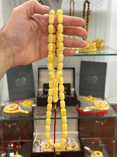 سبحة كهرمان طبيعي مع شهادة