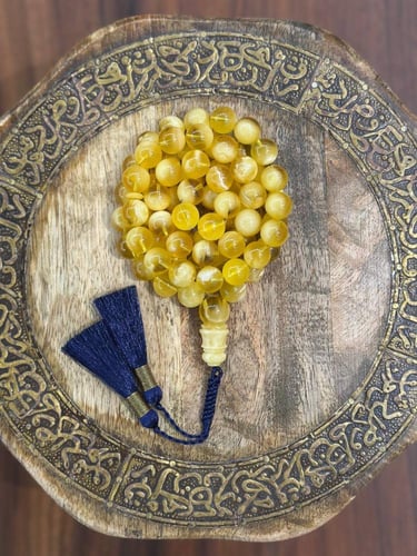 سبحة كهرمان طبيعي مع شهادة