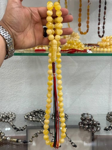 سبحة كهرمان طبيعي مع شهادة