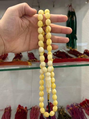 سبحة كهرمان طبيعي مع شهادة