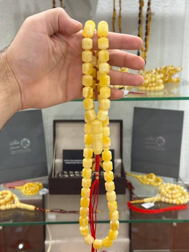 سبحة كهرمان طبيعي مع شهادة