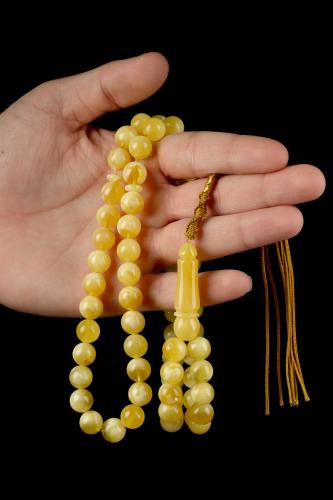 سبحة كهرمان طبيعي مع شهادة