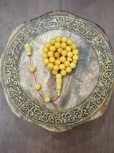 سبحة كهرمان طبيعي مع شهادة