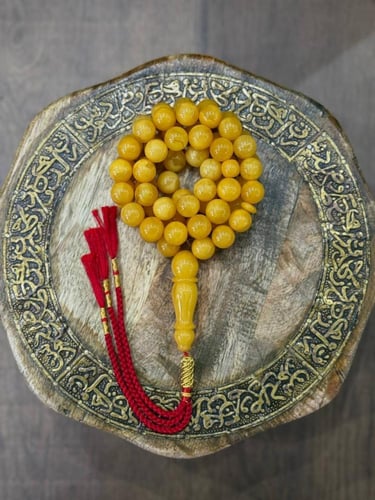 سبحة كهرمان طبيعي مع شهادة