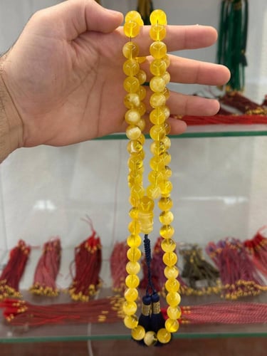 سبحة كهرمان طبيعي مع شهادة