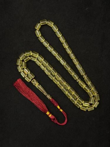 سبحة كهرمان طبيعي شفاف