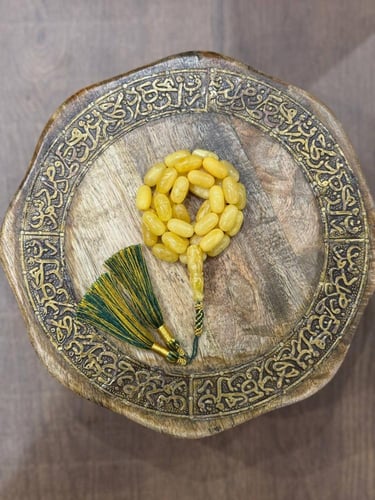 سبحة كهرمان طبيعي مع شهادة